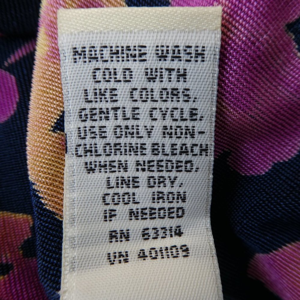 Vintage Jolie Femme USA Draped Neck Floral Top Sleeveless Black Orange Pink XL - Picture 8 of 8
